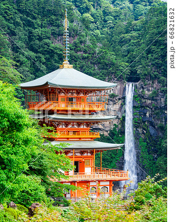 日本を象徴する絶景イメージ　那智の滝と三重塔 66821632