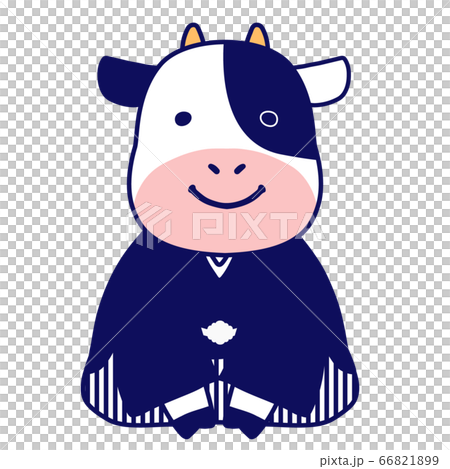 新年の挨拶をする牛のイラストのイラスト素材 6619
