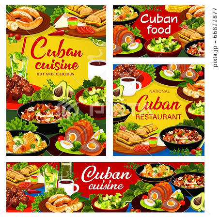 Cuban cuisine food vector banners collection 66822877