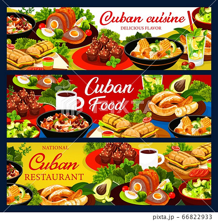 Cuban cuisine restaurant vector banners set 66822933