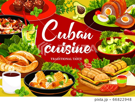 Cuban cuisine restaurant meals menu vector poster 66822948
