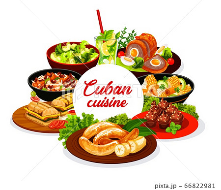 Cuban cuisine traditional meals vector banner 66822981