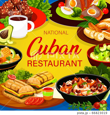 Cuban cuisine restaurant square vector poster 66823019
