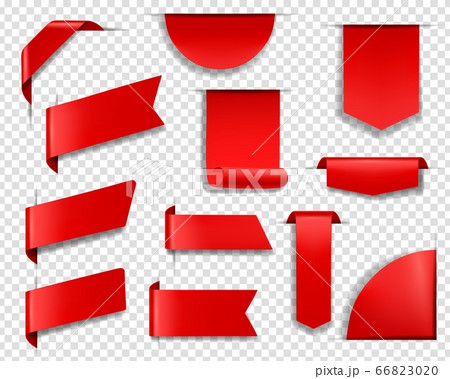 Red labels, tags and banners. Vector set 66823020