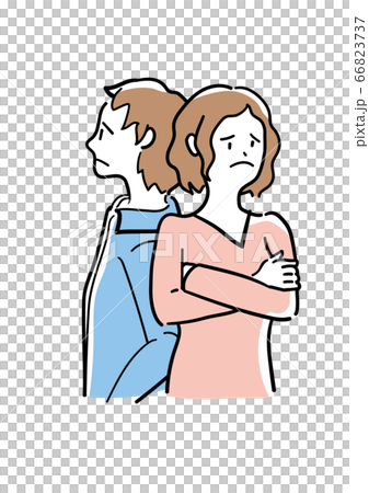 Men and women who quarrel and turn to the other... - Stock Illustration ...