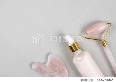 Crystal rose quartz facial roller, massage tool 66824862