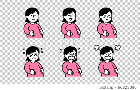 色々な表情の妊婦さんイラストセット シンプル のイラスト素材
