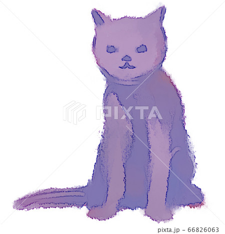 座っている猫の水彩イラストのイラスト素材 66826063 Pixta