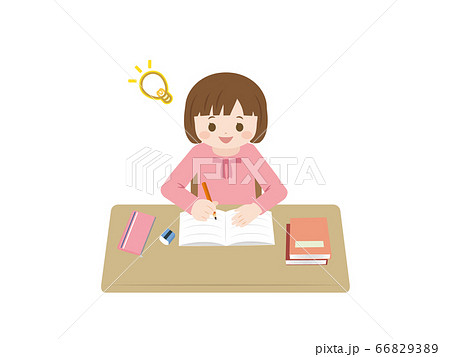 理解して勉強をする女の子のイラスト 66829389