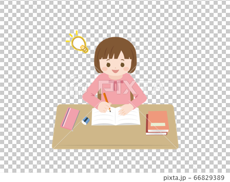 理解して勉強をする女の子のイラスト 66829389