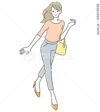 歩く女性 俯瞰のイラスト素材