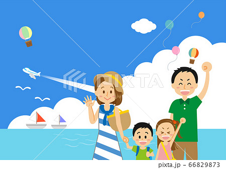 海に旅行中の4人家族 66829873
