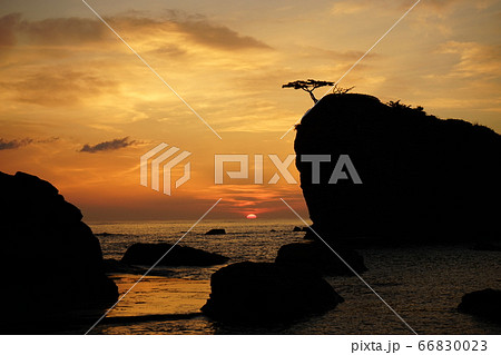 三陸ジオパーク茂師海岸の夜明け　茂師の松島 66830023