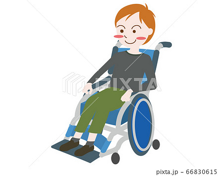 車椅子に乗った男の子 主線なしのイラスト素材 車椅子に乗った男の子 主線なしのイラスト素材