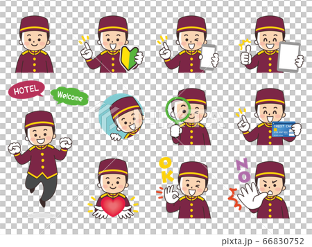 Hotel staff male variation beginner mark smartphone tablet magnifying glass 66830752