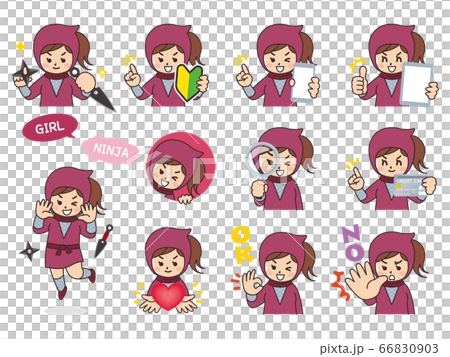 忍者　くノ一　バリエーション　初心者マーク　スマートフォン　タブレット　虫眼鏡　クレジットカード 66830903