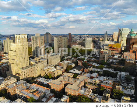 Aerial view of downtown Brooklyn with Traditional building in Brooklyn Heights. New York City. USA 66831768