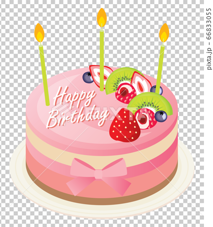ストロベリーのお誕生日ムースケーキのイラスト素材