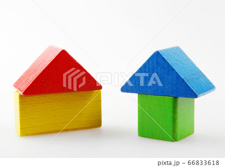 Studio Shot Of Colorful Toy Blocks Against White 66833618