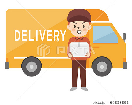 デリバリー配達員と配送車 デリバリー配達員と配送車 66833891
