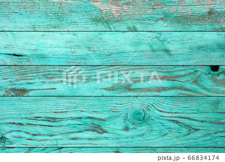 Weathered blue wooden background texture. Shabby wood teal or turquoise green painted. Vintage beach wood backdrop. 66834174