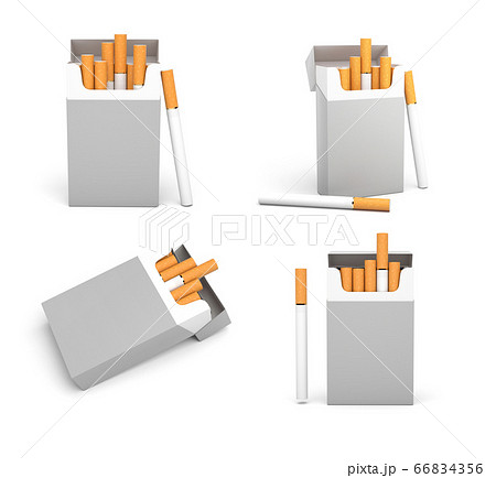Blank packs of cigarettes. 3d rendering illustration Blank packs of cigarettes. 3d rendering illustration 66834356