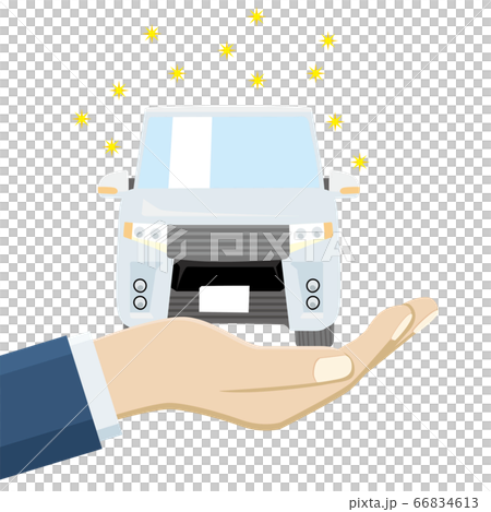 Illustration of a minicar on the palm of your hand Minivan | Image of transfer of car sale 66834613