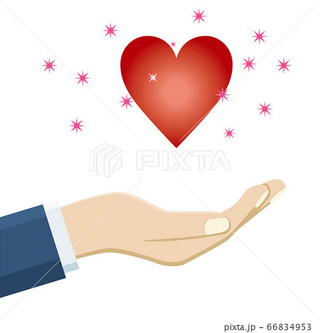手のひら掌の上にハート心臓のイラスト 医療健康のイメージのイラストのイラスト素材
