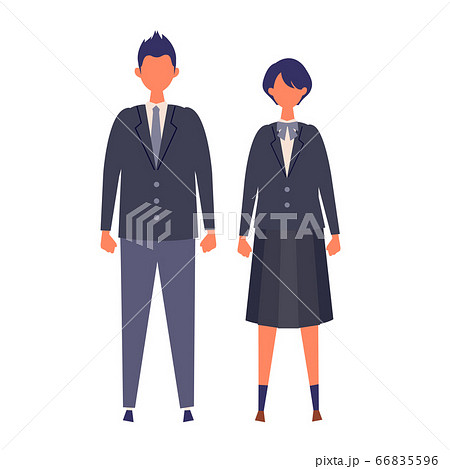 制服を着た男女の学生のイラスト 高校生 中学生のイラスト素材