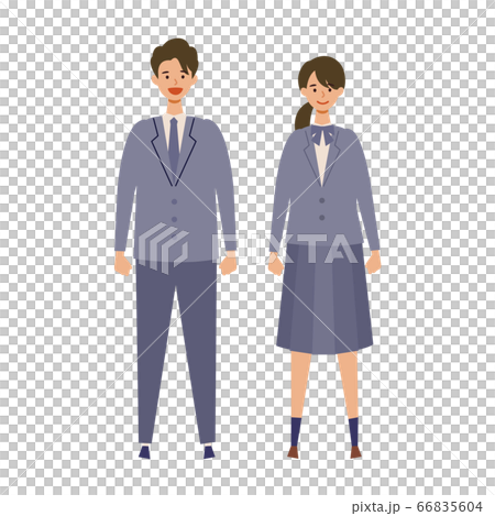 制服を着た男女の学生のイラスト 高校生 中学生のイラスト素材