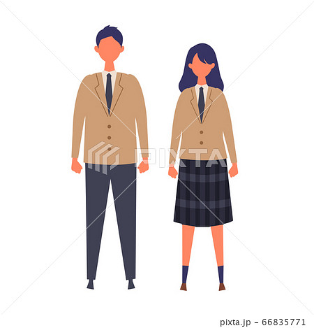 制服を着た男女の学生のイラスト 高校生 中学生のイラスト素材