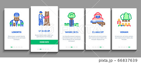 Forestry Lumberjack Onboarding Elements Icons Set Vector 66837639