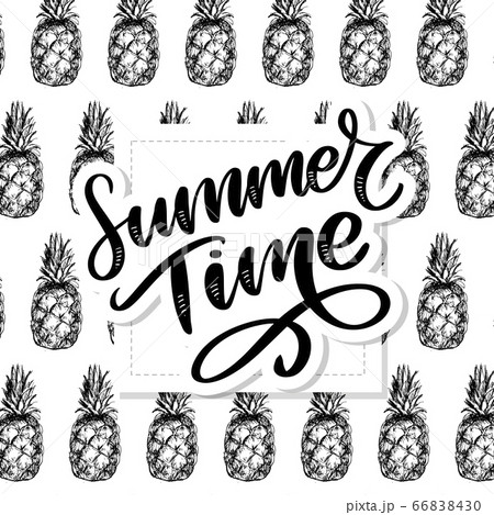 Pineapples seamless pattern black white vector Pineapples seamless pattern black white vector 66838430