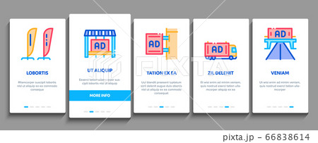 Outdoor Media Advertising Promo Onboarding Elements Icons Set Vector 66838614
