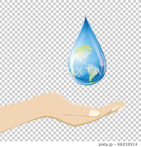 手のひらで包んだ地球の形をした水の水滴のイラスト 環境保護エコロジーのイメージイラストのイラスト素材 6614