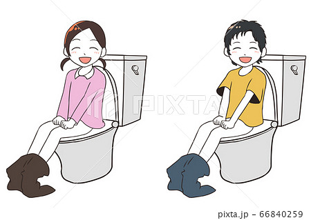 さわやかな気分でトイレをする子供のイラスト素材 さわやかな気分でトイレをする子供のイラスト素材