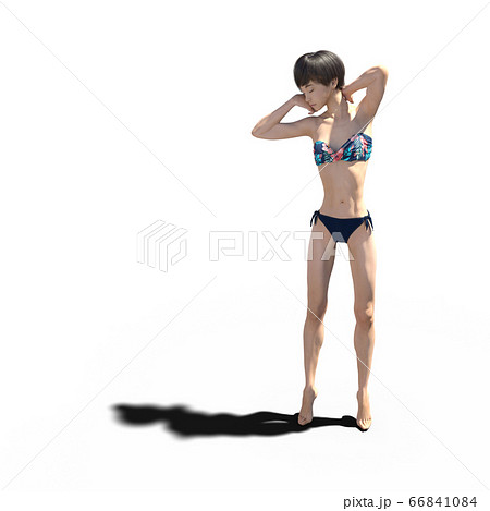 水着の若い女性 perming 3DCGイラスト素材 水着の若い女性 perming 3DCGイラスト素材 66841084