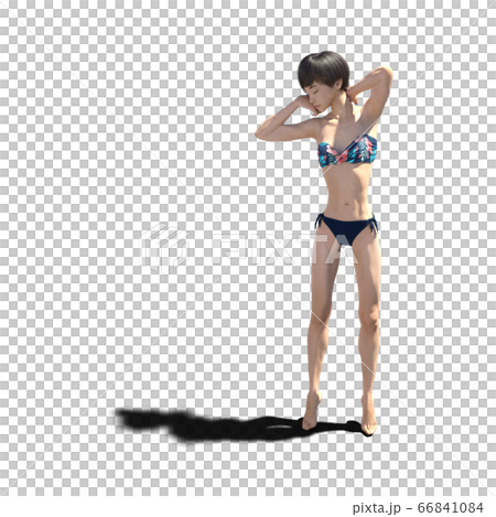 水着の若い女性 perming 3DCGイラスト素材 水着の若い女性 perming 3DCGイラスト素材 66841084