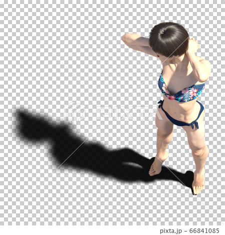穿泳衣的年輕女子,燙髮3DCG插圖素材 穿泳衣的年輕女子,燙髮3DCG插圖素材 66841085