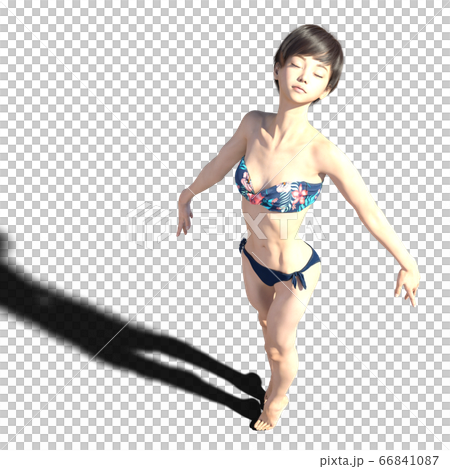 水着の若い女性 Perming 3dcgイラスト素材のイラスト素材