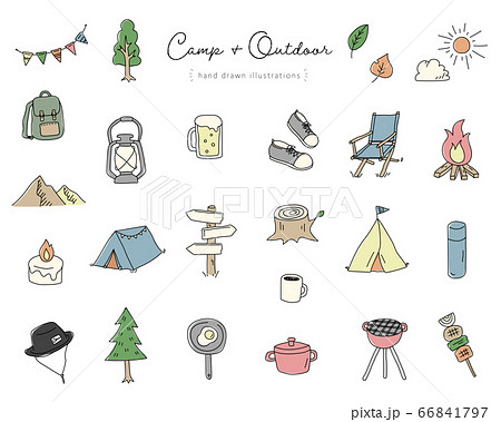 Handwritten Camping Illustration Stock Illustration