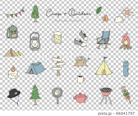 Handwritten Camping Illustration Stock Illustration