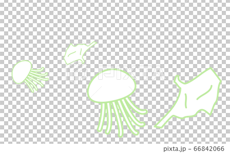 海中をクラゲのように漂うビニール袋のイラストのイラスト素材