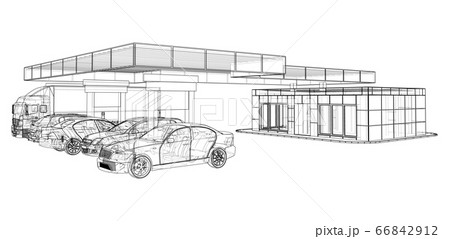 Electric Car Charging Station with Cars and Truck Electric Car Charging Station with Cars and Truck 66842912