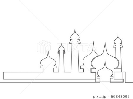 Single continuous line drawing of masjid, masjid 66843095