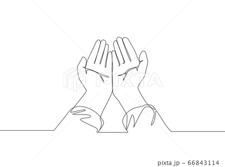 Single continuous line drawing of muslim person Single continuous line drawing of muslim person 66843114