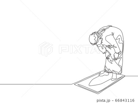 One single line drawing of muslim person pray One single line drawing of muslim person pray 66843116