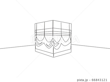 One continuous line drawing of Kaabah building at One continuous line drawing of Kaabah building at 66843121