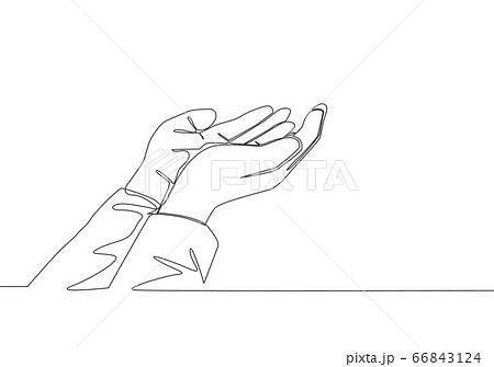 One single line drawing of muslim people open and One single line drawing of muslim people open and 66843124