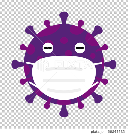 戴著面具的冠狀病毒(卡通風格的插圖) 戴著面具的冠狀病毒(卡通風格的插圖) 66843583